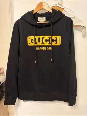 Gucci Black Hoodie with Yellow Logo - Dapper Dan